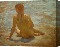 Scott Canvas Prints - Sketch of Nude Youth Study for Morning Spelendour by Henry Scott Tuke