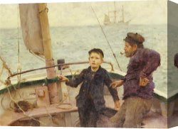 Scott Canvas Prints - The Steering Lesson by Henry Scott Tuke
