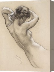 Hylas And The Nymphs Canvas Prints - Study of Florrie Bird for a Water Nymph in 'prospero Summoning Nymphs And Deities' by Herbert James Draper
