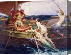 Transportation Canvas Prints - Ulysses and the Sirens by Herbert James Draper