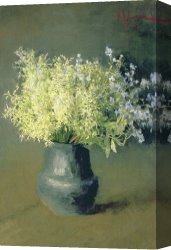 Wild Boars Canvas Paintings - Wild Lilacs And Forget Me Nots by Isaak Ilyich Levitan