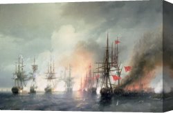 The Battle of Bannockburn Canvas Prints - Russian Turkish Sea Battle of Sinop by Ivan Konstantinovich Aivazovsky