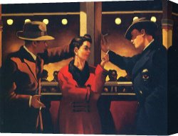 Boy Canvas Paintings - Cleo And The Boys Ii by Jack Vettriano