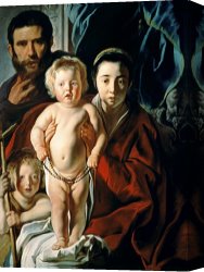 Family Canvas Prints - The Holy Family with St. John the Baptist by Jacob Jordaens