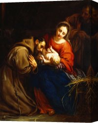 Family Canvas Prints - The Holy Family with Saint Francis by Jacob van Oost