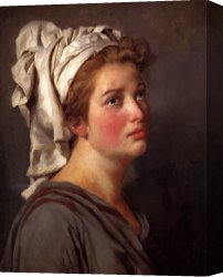 Portrait of a Young Man (selfportrait) Canvas Paintings - Portrait of a Young Woman in a Turban by Jacques Louis David