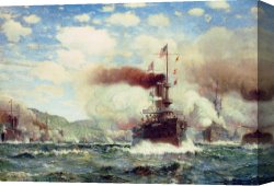 The Battle of Bannockburn Canvas Prints - Naval Battle Explosion by James Gale Tyler