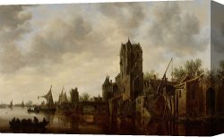 The Brandenburg Gate Berlin Canvas Paintings - River Landscape With The Pellecussen Gate Near Utrecht by Jan Josephsz van Goyen