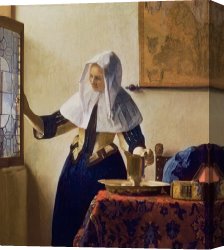 Woman Canvas Paintings - Young Woman with a Water Jug by Jan Vermeer