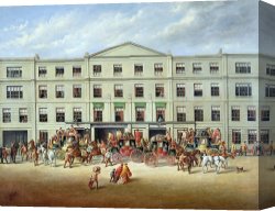 Horse Race Canvas Paintings - Changing Horses outside the Plough Inn by JC Maggs