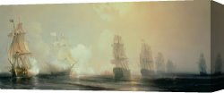 Transportation Canvas Prints - Naval Battle in Chesapeake Bay by Jean Antoine Theodore Gudin