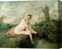 Bath Canvas Prints - The Bath of Diana by Jean Antoine Watteau