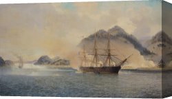 The Battle of Bannockburn Canvas Prints - Naval Battle of the Strait of Shimonoseki by Jean Baptiste Henri Durand Brager