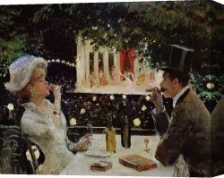 The End of Dinner Canvas Prints - Dinner At Les Ambassadeurs by Jean Beraud