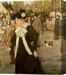 Alfred Dedreux Or De Dreux Canvas Paintings - Boulevard des Italiens by Jean Francois Raffaelli