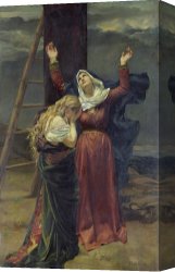 Sadness Canvas Paintings - The Virgin at the Foot of the Cross by Jean Joseph Weerts