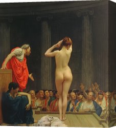 Unclothed Canvas Prints - A Roman Slave Market by Jean Leon Gerome