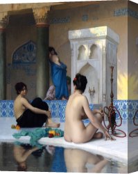 Bath Canvas Prints - After The Bath by Jean Leon Gerome