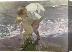 Beach Canvas Prints - Bathing on the Beach by Joaquin Sorolla y Bastida