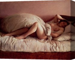 Woman Canvas Paintings - Sleeping woman by Johann Baptist Reiter