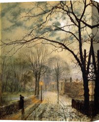 John Atkinson Grimshaw Canvas Paintings - A Moonlit Stroll Bonchurch Isle Of Wight by John Atkinson Grimshaw