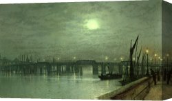 John Atkinson Grimshaw Canvas Paintings - Battersea Bridge by Moonlight by John Atkinson Grimshaw