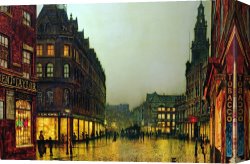 Wild Boars Canvas Paintings - Boar Lane by John Atkinson Grimshaw