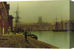 John Atkinson Grimshaw Canvas Paintings - Gloucester Docks by John Atkinson Grimshaw