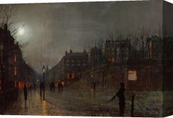 Home Canvas Paintings - Going Home at Dusk by John Atkinson Grimshaw
