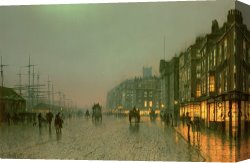 John Atkinson Grimshaw Canvas Paintings - Liverpool Docks from Wapping by John Atkinson Grimshaw