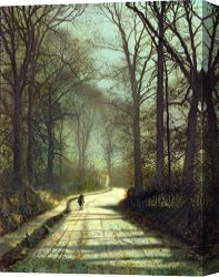 John Atkinson Grimshaw Canvas Paintings - Moonlight Walk by John Atkinson Grimshaw