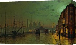 John Atkinson Grimshaw Canvas Paintings - Prince's Dock Hull by John Atkinson Grimshaw