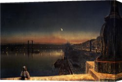 1878 Canvas Paintings - Rouen at Night From The Pont De Pierre 1878 by John Atkinson Grimshaw
