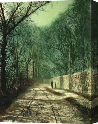 John Atkinson Grimshaw Canvas Paintings - Tree Shadows in the Park Wall by John Atkinson Grimshaw