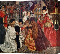 Apartments of Queen Elizabeth of Prussia, Charlottenburg Palace, Berlin Canvas Prints - Queen Mary and Princess Elizabeth entering London by John Byam Liston Shaw