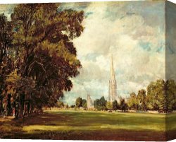 Between Geest And Marsh Canvas Prints - Salisbury Cathedral from Lower Marsh Close by John Constable
