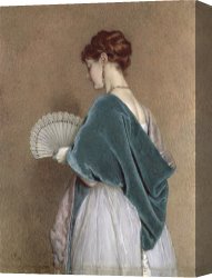 The Feathered Fan Canvas Prints - Woman with a Fan by John Dawson Watson