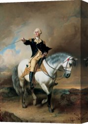 George John Pinwell Canvas Prints - Portrait Of George Washington Taking The Salute At Trenton by John Faed