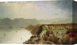 Hotel Canvas Prints - View of Cozzen's Hotel Near West Point - NY by John Frederick Kensett