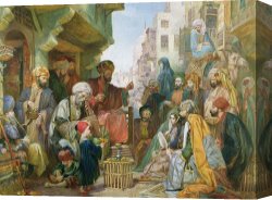 Street Canvas Prints - A Street In Cairo by John Frederick Lewis