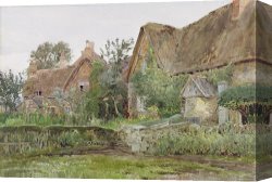 Clocktower Cottage Canvas Paintings - Thatched Cottages and Cottage Gardens by John Fulleylove
