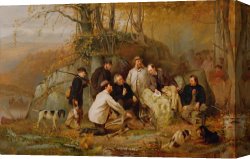 George John Pinwell Canvas Prints - Claiming the Shot - After the Hunt in the Adirondacks by John George Brown