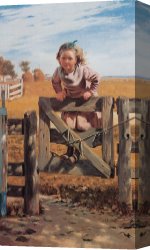 George John Pinwell Canvas Prints - Swinging on a Gate, Southampton, Long Island by John George Brown