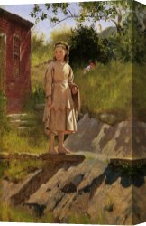 George John Pinwell Canvas Prints - Young Girl by John George Brown