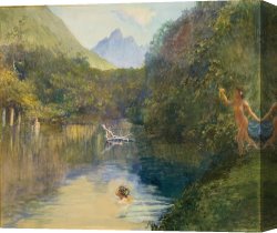 The End of Dinner Canvas Prints - Ford at the Upper End of the Vai-Te-Piha by John LaFarge