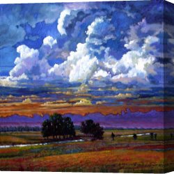 The Evening Canvas Prints - Evening Clouds Over the Prairie by John Lautermilch
