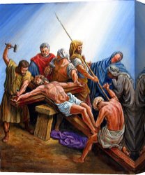 George John Pinwell Canvas Prints - Jesus Nailed to the Cross by John Lautermilch