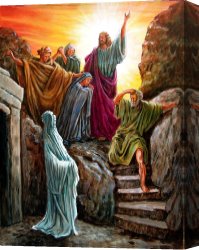 John Canvas Paintings - Jesus Raises Lazarus by John Lautermilch