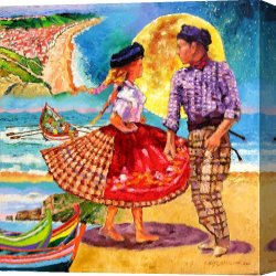 John Canvas Paintings - Nazare Portugal by John Lautermilch