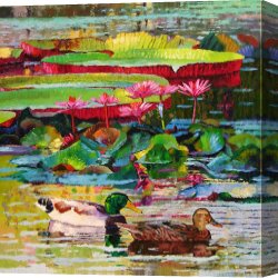 Cubist Lilies Canvas Prints - Romancing Among the Lilies by John Lautermilch